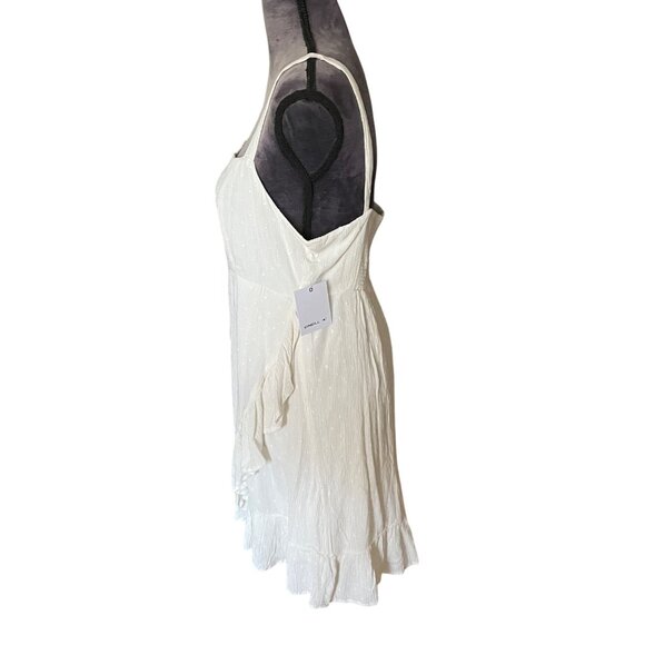 ONeill Womens White Textured Sleeveless Mini Dress With Ruffle Hem & Adjustable - Picture 3 of 7
